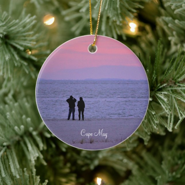 Cape May Ocean Sunset Keramik Ornament (Baum)