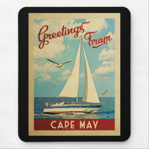 Cape May Sailboat Vintage Travel New Jersey Mousepad