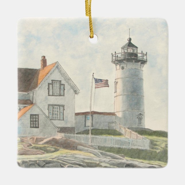 Cape Neddick Lighthouse Keramikornament (Vorderseite)