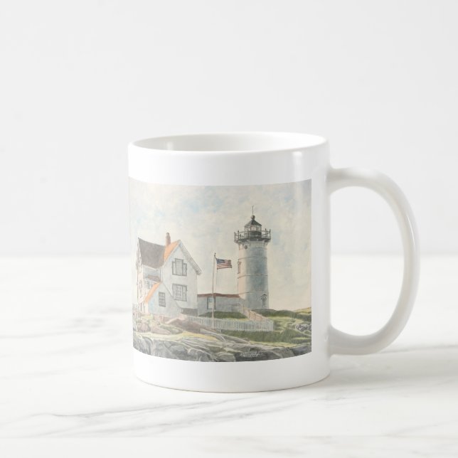 Cape Neddick Lighthouse Watercolor Kaffeetasse (Rechts)