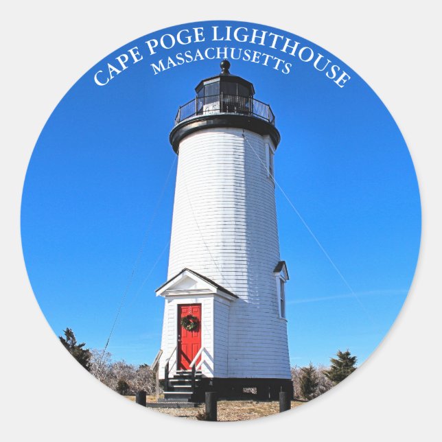 Cape Poge Lighthouse, Massachusetts Round Sticker (Vorderseite)