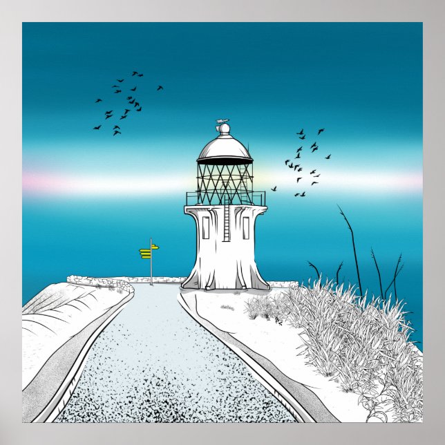 Cape Reinga Lighthouse Neuseeland Poster (Vorne)