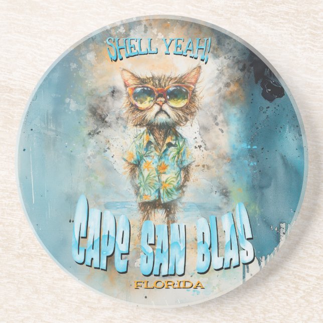 Cape San Blas Florida Beach Cat Getränkeuntersetzer (Vorne)