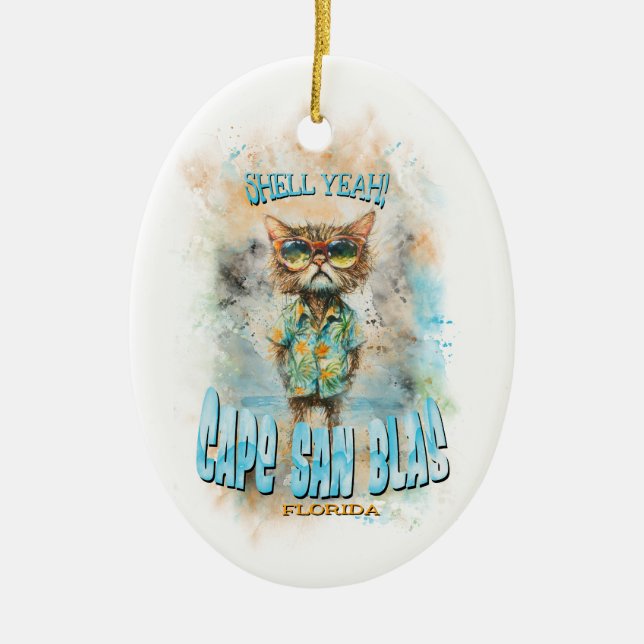Cape San Blas Florida Beach Cat Keramik Ornament (Vorne)