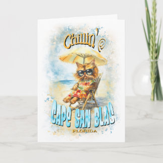 Cape San Blas Florida Beach Lounges Katze Dankeskarte