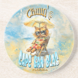 Cape San Blas Florida Beach Lounges Katze Getränkeuntersetzer