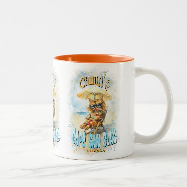 Cape San Blas Florida Beach Lounges Katze Zweifarbige Tasse (Rechts)