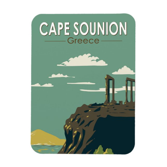 Cape Sounion Griechenland Reisen Vintag Magnet (Vertikal)