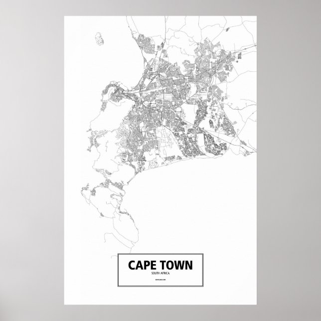 Cape Town, South Africa (black on white) Poster (Vorne)
