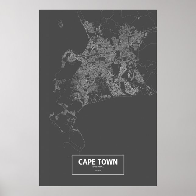 Cape Town, South Africa (white on black) Poster (Vorne)