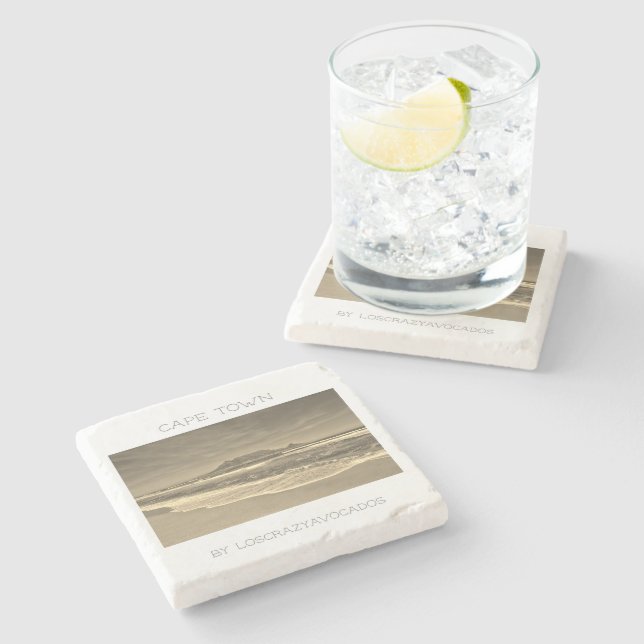 Cape Town Table Mountain Beach Steinuntersetzer (Seitenansicht)