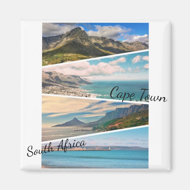 Cape Town Table Mountain Ocean Collage Magnet (Devant)