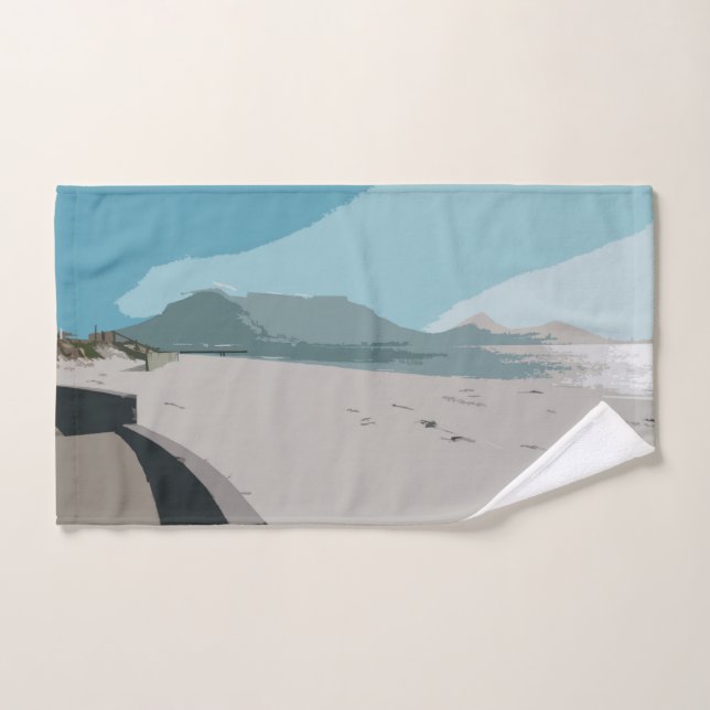 Cape Town Table Mountain Ocean Sketch Badhandtuch Set (Handtuch)