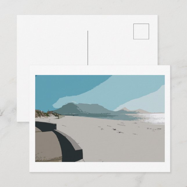Cape Town Table Mountain Ocean Sketch Postkarte (Vorne/Hinten)