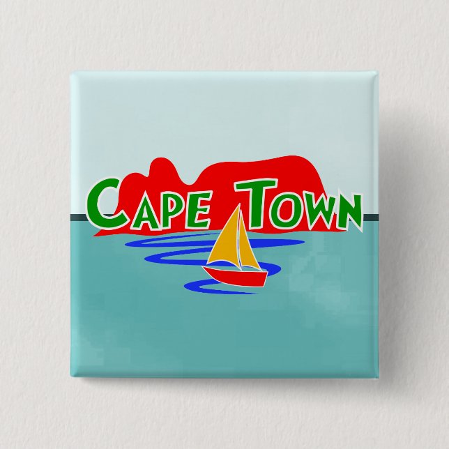Cape Town Table Mountain South Africa Square Abzei Button (Vorderseite)