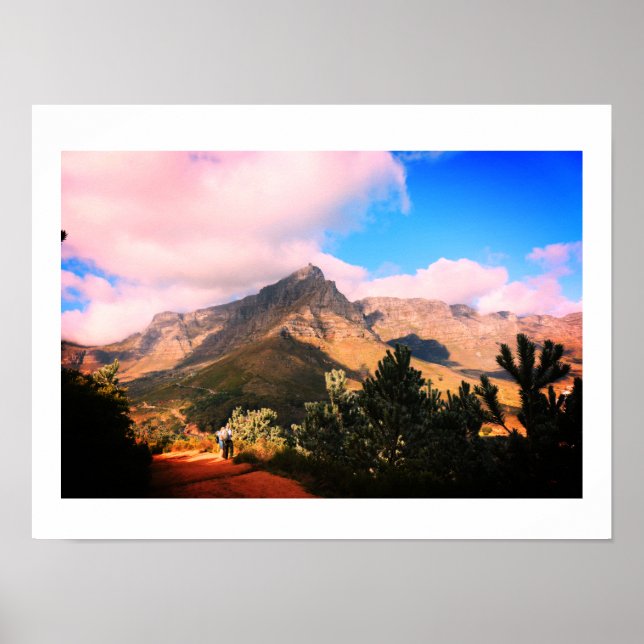 Cape Town Table Mountain Wanderer Wanderplakat Poster (Vorne)