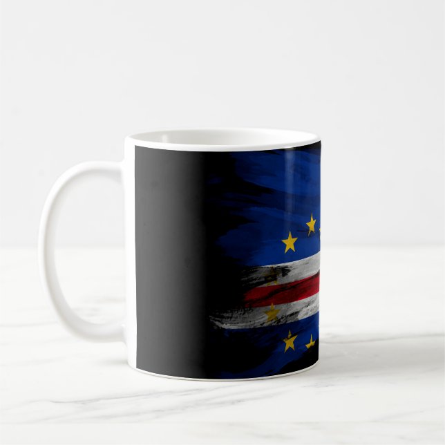 Cape Verde flag brush stroke, national flag Kaffeetasse (Links)
