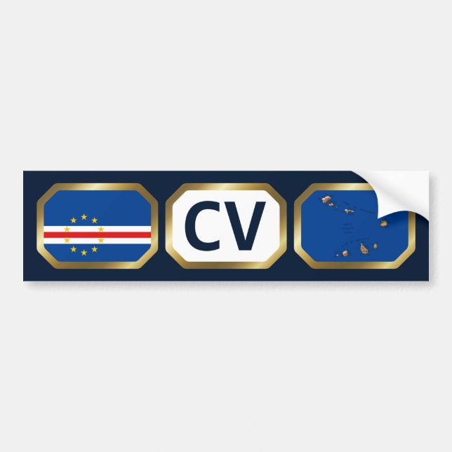 Cape Verde Flag Map Code Autoaufkleber (Vorne)