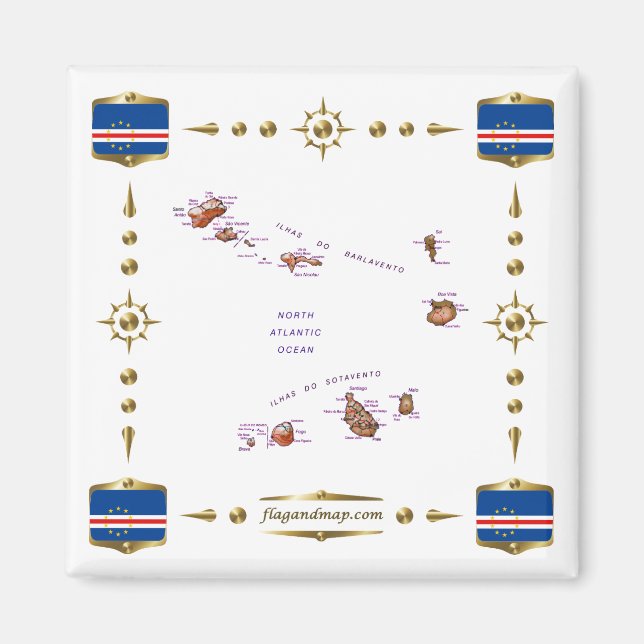 Cape Verde Map + Flags Magnet (Vorne)