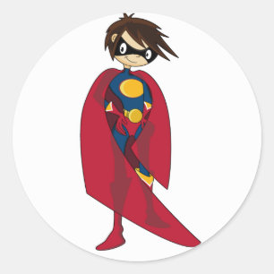 Caped Held-Aufkleber Runder Aufkleber