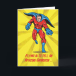 Caped Superhero Grandson 8. Geburtstag Karte<br><div class="desc">Dieser Superheld fliegt rein,  um deinem Enkel zu sagen,  was für ein phantastischer er ist! Feiern Sie seinen 8. Geburtstag mit diesem gefangenen Helden mit gelber und goldener Sternexplosion.</div>
