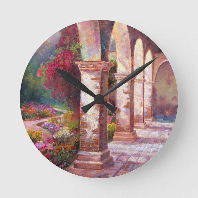 Capistrano Nachmittag Runde Wanduhr (Vorderseite)