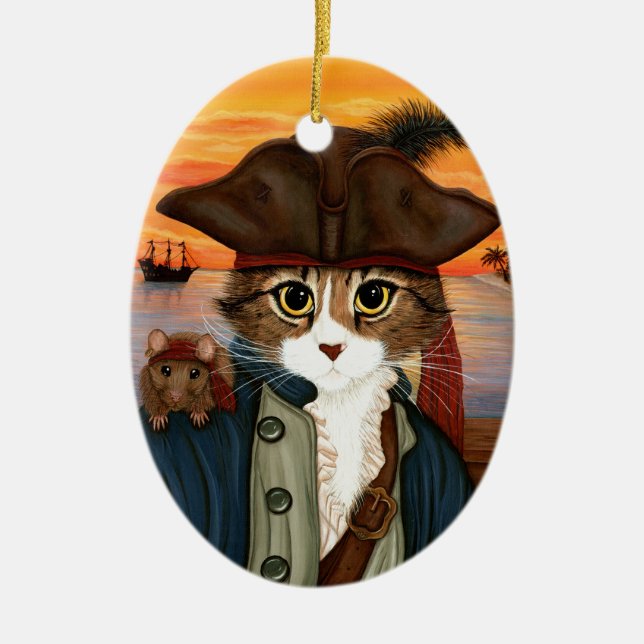 Capitaine Lion, chat de pirate et ornement d'art (Devant)