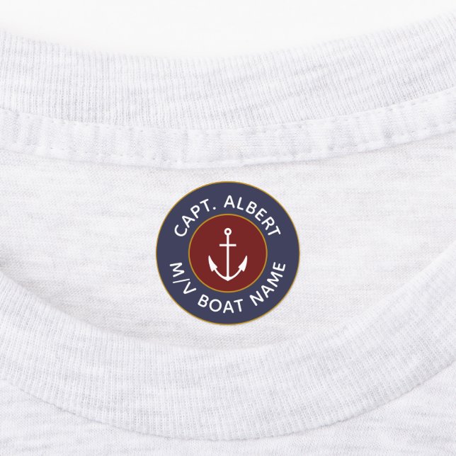 Capitaine Personnalisé Ancre Logo Fer en Étiquette (Apposé)