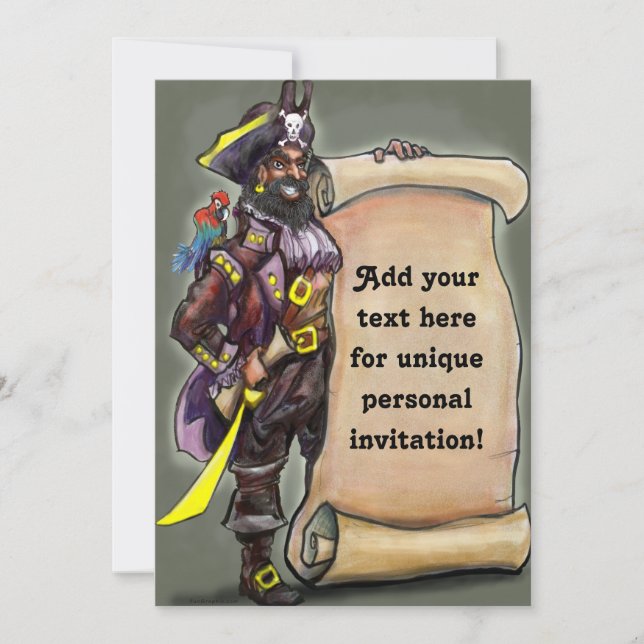 Capitaine pirate avec invitation PERSONNALISÉE (Devant)