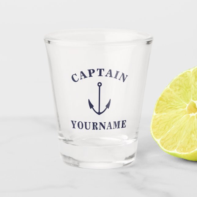 Capitaine Votre Nom Ancre Nautique Coup de Verre (Devant)