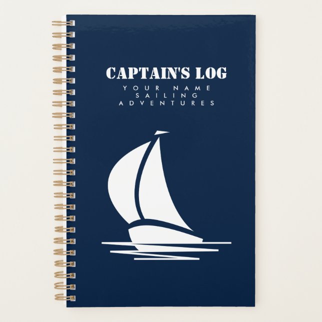Capitaine's Log planificateur spiral personnalisé  (Devant)
