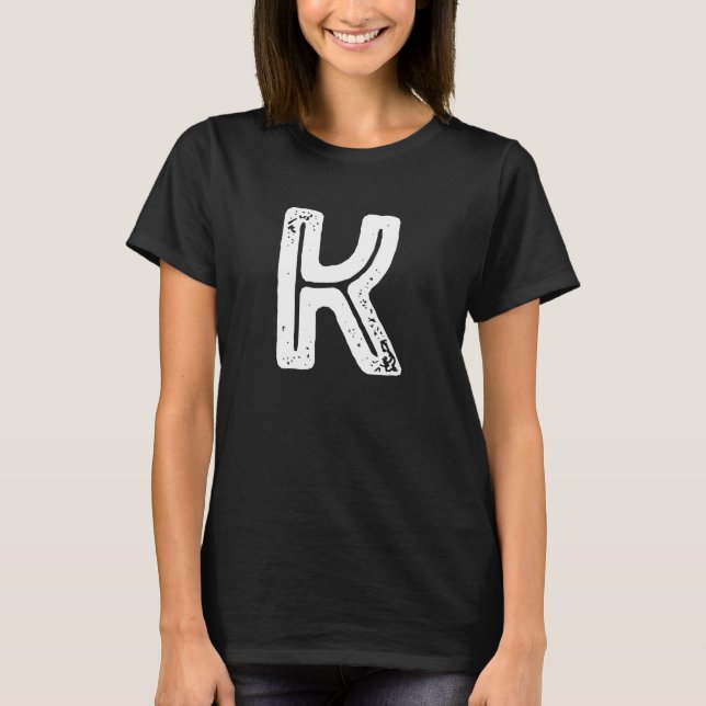 Capital Letter K Monogram Rust Font Initial Alphab T-Shirt (Vorderseite)