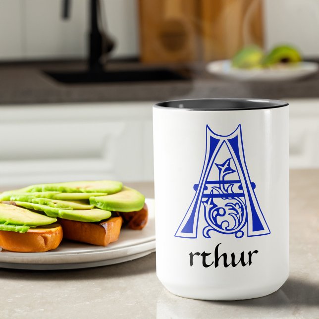 Capitale Décorative Botanique Médiévale Une Mug (Créateur téléchargé)