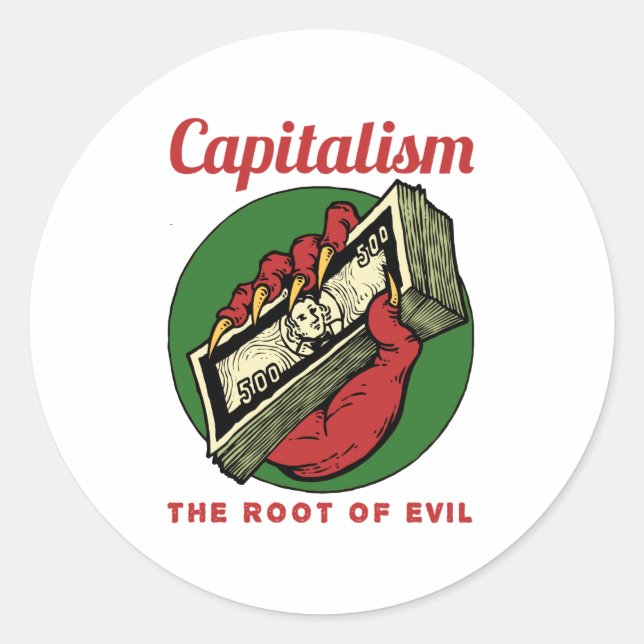 Capitalism the Root of Evil Runder Aufkleber (Vorderseite)