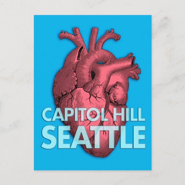 Capitol Hill Seattle Heart Love Postcard Postkarte (Vorderseite)