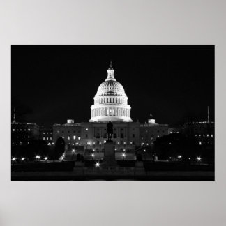 Capitol Night B&W Poster