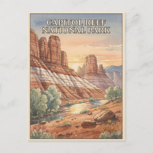 Capitol Reef National Park Aquarell Reise Postkarte