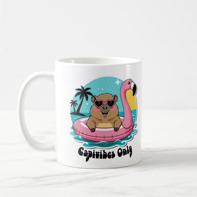 Capivara Estilosa no Verão com Boia Rosa Kaffeetasse (Links)