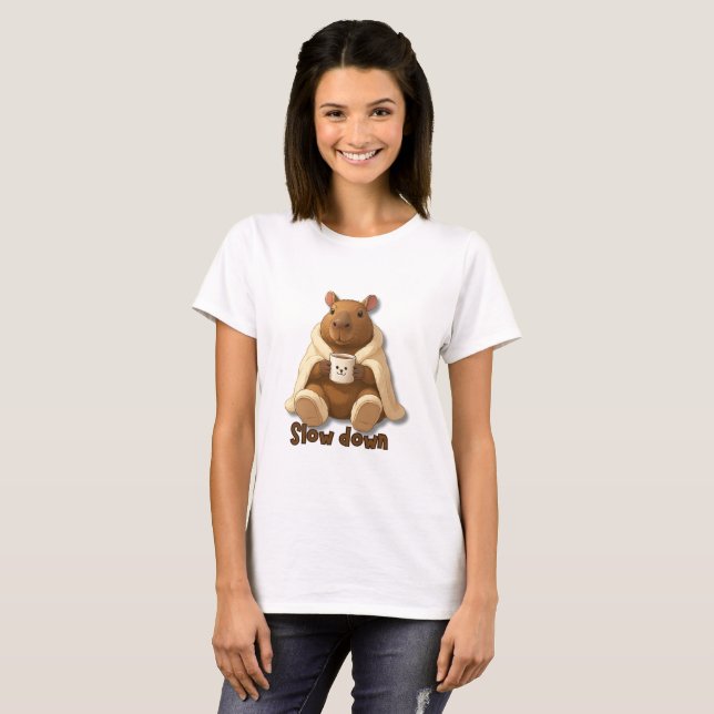 Capivara Relax tomando chá de pantufas T-Shirt (Vorne ganz)
