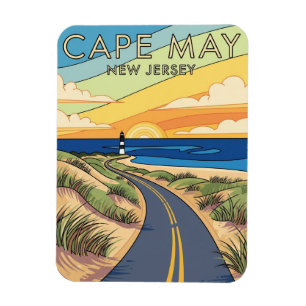 CapMay New Jersey Illustration Travel Magnet