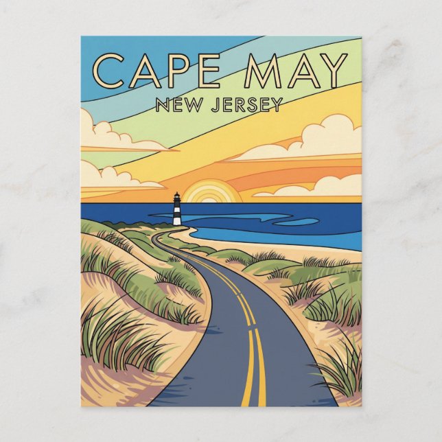 CapMay New Jersey Illustration Travel Postkarte (Vorderseite)