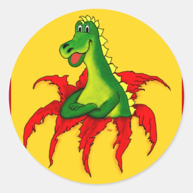 Capo, der kleine Drache Runder Aufkleber (Vorderseite)