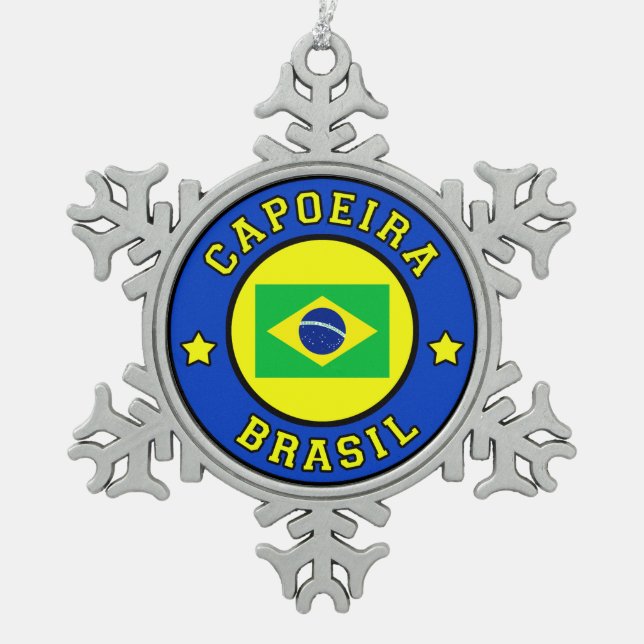 Capoeira Brasil Schneeflocken Zinn-Ornament (Vorderseite)