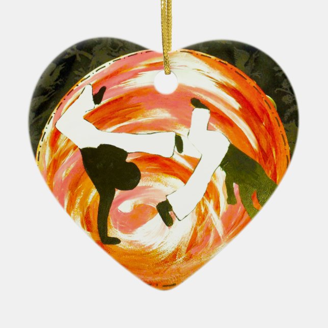 capoeira Liebe-Mixed Martial Arts-Kriegskunstaxt Keramikornament (Vorne)