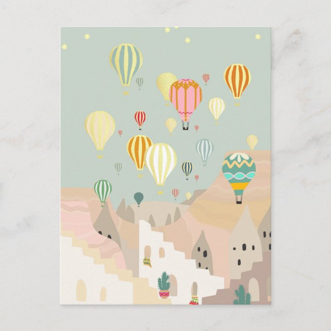 Cappadocia Day Art | Heißluftballon Türkei Reisen Postkarte (Vorderseite)