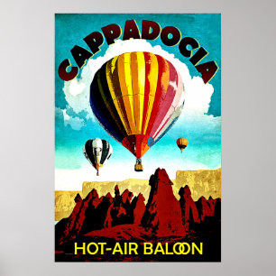 Cappadocia, Heißluftbaloons, Panorama, die Türkei Poster