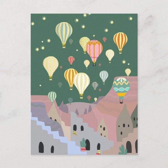 Cappadocia Night Art | Heißluftballon Türkei Postkarte (Vorderseite)