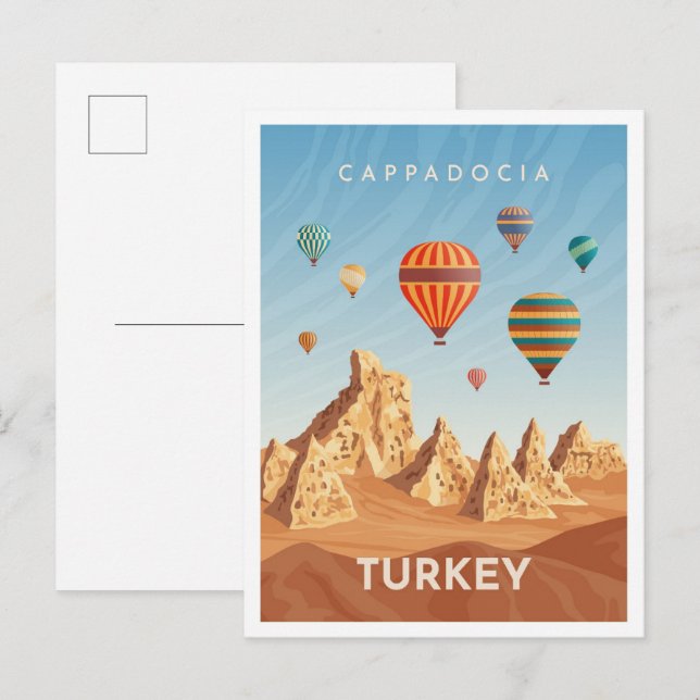 Cappadocia Türkei Kunst-Vintage Postkarte (Vorne/Hinten)