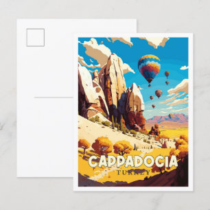 Cappadocia Türkei Vintage-Reiseillustration Postkarte