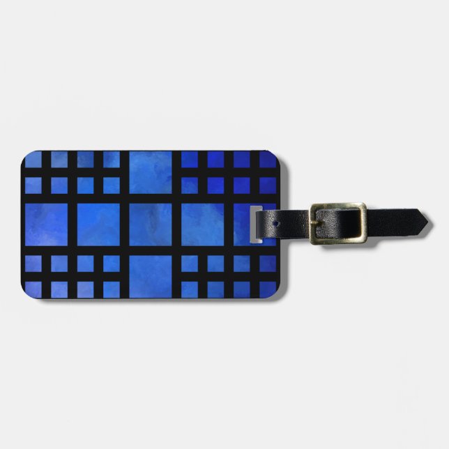 Cappanella V1 - blaue Quadrate Gepäckanhänger (Vorderseite horizontal)